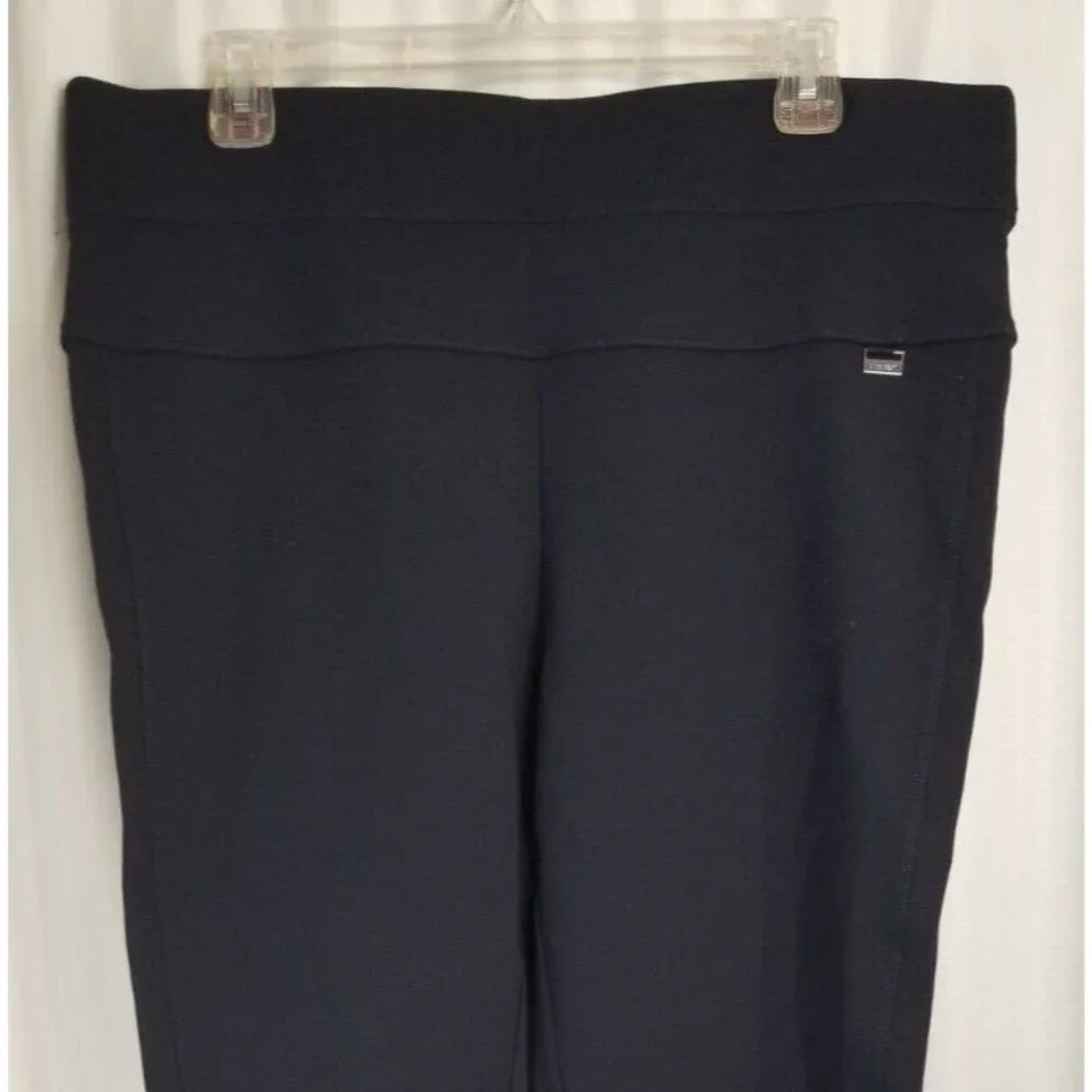 Nine West Women's Pants Stretch Deep Blue Metal Logo Tag Wide Waist Size PXL
